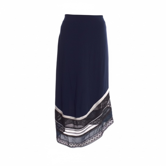 Jonathan Simkhai Navy Asymmetrical Hem Skirt Sz 4 - Picture 3 of 6